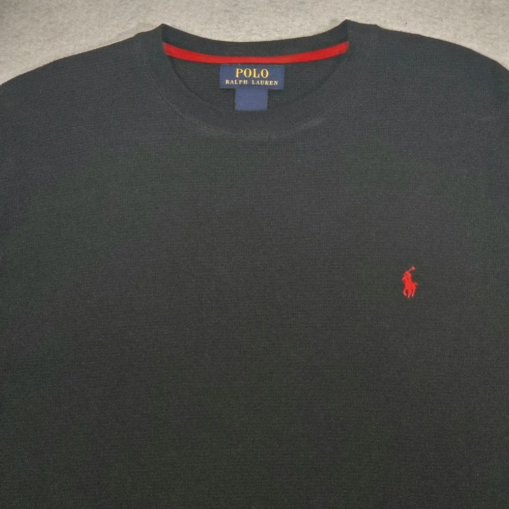 Polo Ralph Lauren Shirt Mens‎ Large Black Waffle Knit Thermal Cotton Long Sleeve